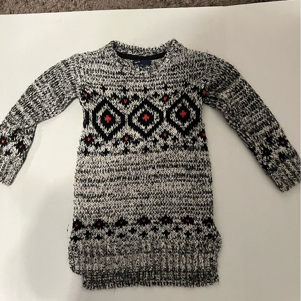 Gap girls sweater dress, extra small black and gray long sleeves.